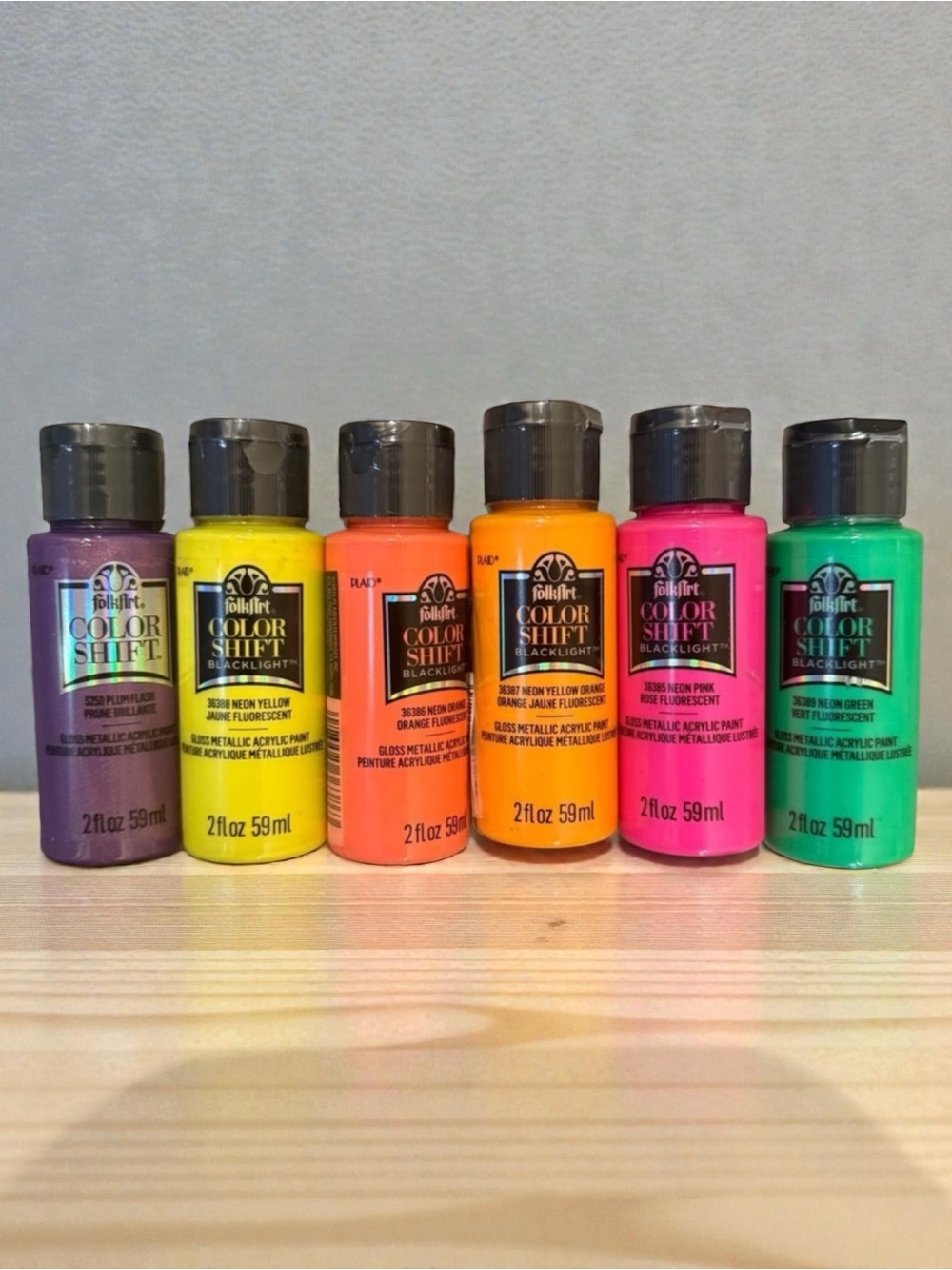 Folk Art Color Shift Paint Set Blacklight Color Set